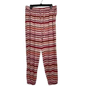 Loft Sleep Womens Striped Pajama Bottoms Stretch Comfort Drawstring Joggers Sz L